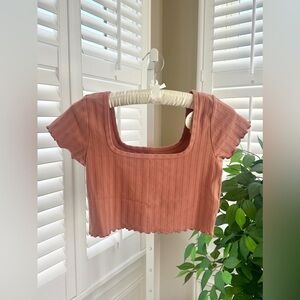 OFFLINE by Aerie OG Groove Crop Top in Rust Size Large